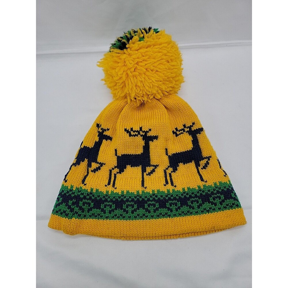 Vintage Andres Winter Hat Wool Blend Green/Yellow/Blue Unisex Small?